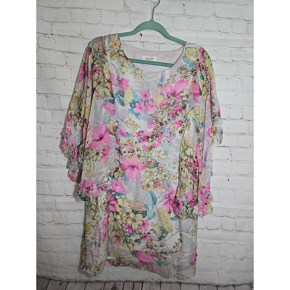 Cazacola Sz Sm Ethereal Fairycore Whimsy Flowly Sheer Lined poncho blouse artsy